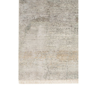 Tapis Entropy Blue en laine et soie de bambou noué à la main, grand format rectangulaire AKWB-3537, fait main, abstrait, pour la maison, le salon et le couloir - Product Image 4