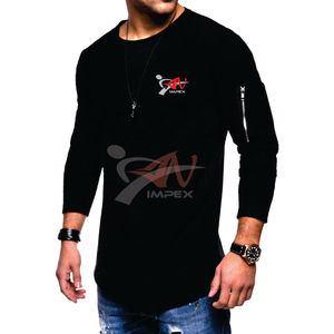 T-shirt pull-over de haute qualité pour hommes, impression personnalisée du logo, manches longues flexibles en polyester/coton anti-boulochage pour l'été - Product Image 5