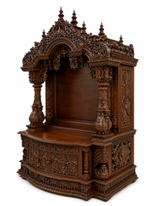 Templo doméstico de madera de teca Shiv Parivar, templo de madera de teca maciza hecho a mano para exportación, mandir de madera premium para Pooja con almacenamiento para el Reino Unido - Product Image 5