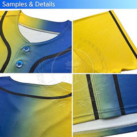 Maillot de baseball de qualité supérieure respirant 100% polyester imprimé par sublimation avec logo personnalisé et vêtements d'équipe