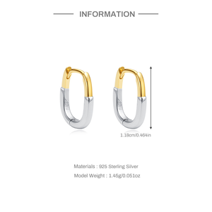 <span class=keywords><strong>Orecchini</strong></span> spessi <span class=keywords><strong>rettangolari</strong></span> a forma di U 925 alla moda in argento bicolore alla moda con zircone rodio placcato in <span class=keywords><strong>oro</strong></span> per regalo - Product Image 4