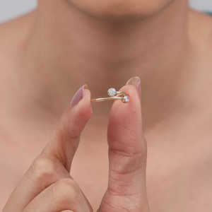 Lab Grown Gold Bypass Diamond Ring Accesorio de lujo de moda - Product Image 5