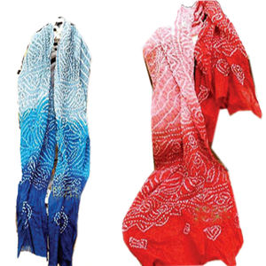 2025 nouveauté écharpe en coton pour femmes avec teinture à nouer et imprimé Bandhni pour l'été inspiré des vêtements d'Asie et des îles du Pacifique - Product Image 1