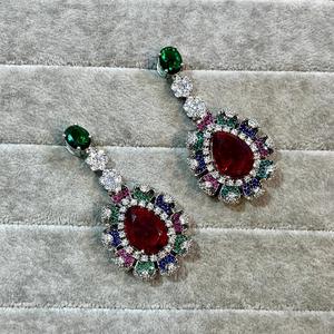 Pendientes de piedra de diseño para mujer, accesorios de moda de aspecto festivo informal y de boda con piedra de circón para regalos - Product Image 1