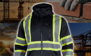 Hi Vis Safety Fleece Zip Hoodie for Men <b>Reflective</b> Sweatshirts <b>Jackets</b> Detachable Hood <b>Cycling</b> Safety <b>Jacket</b> - Product Image 5