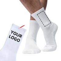 Chaussettes de sport unisexes jetables en polyester de haute qualité, personnalisées, anti-bactériennes, imprimées, brodées, décontractées, noires et rouges, coupe mi-mollet