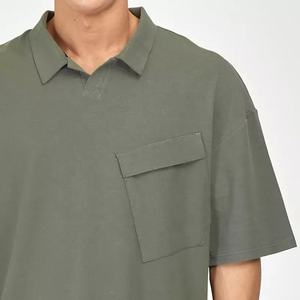 Polo surdimensionné à manches courtes pour hommes, ample, élastique, entraînement musculaire, fitness, revers - Product Image 3