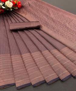 ผ้าส่าหรีผ้าไหมผ้าแจ็คการ์ดดีไซน์เนอร์สำหรับสตรีชุดปาร์ตี้ทุกวันผ้าส่าหรีผ้าฝ้ายเนื้อนุ่ม - Product Image 3