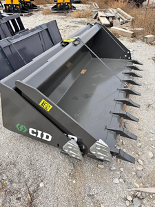 CID Xtreme <b>Loader</b> Skid Steer Tooth Bucket 72in 78inch Heavy Duty <b>Low</b> Profile Dirt Bucket Universal Black 1 Year Warranty - Product Image 1