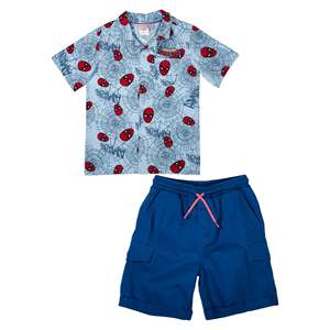 ชุดสูทชายหาดฤดูร้อนชุดเสื้อผ้าลำลองสำหรับผู้ชายเสื้อแขนสั้นกางเกงขาสั้นทรงหลวมและหล่อเสื้อลายดอกไม้ - Product Image 1