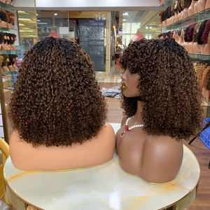 No Lace 14 Inch Bangs <b>Wig</b> Made Of Vietnamese Hair, Elastic Cap Structure, Breathable And Quick To Wear - Product Image 5