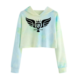 Sublimé Hiver Casual Tricoté Crop Top Hoodies Femmes Solide À Manches Longues Mode Sweats - Product Image 1