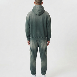 Custom Logo Men's <b>Spray</b> Dyed Tracksuits 360 GSM Fleece Zipper Hoodies and Sweatpants Retro Street Wear Tracksuit for Men - Product Image 6