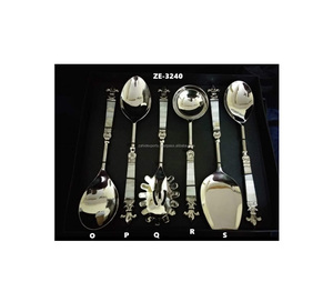 Luxury Eco-Friendly Gold <strong>Cutlery</strong> by Zahid Exports Etched Silver Spoons Dessert Fork Made of Durable Stainless mirrored Steel