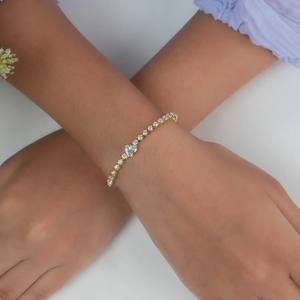 คอลเลกชันใหม่สร้อยข้อมือเพชรหัวใจตัดเก่าที่สวยงามสร้อยข้อมือเทนนิสเพชรสำหรับเด็กผู้หญิงของขวัญใช้สร้อยข้อมือเพชร - Product Image 3