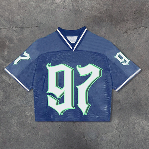 เสื้อเจอร์ซีย์อเมริกันทรงสตรีทแวร์โอเวอร์ไซส์ดีไซน์แบบระเหิดชื่อทีมออกแบบได้ตามต้องการ - Product Image 6