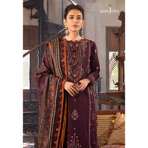 Asim Jofa Presenta un Conjunto de Camisa Bordada de Chifón Estilo Bohemio para Primavera/Verano con Dupatta y Pantalones - Product Image 3