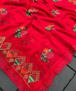 Sari de soirée en coton de designer pour un style chic, sari de mariage en soie banarasi riche pour une touche de grandeur - Product Image 3