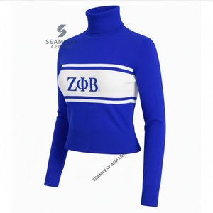 Suéter de cuello alto Zeta Phi Beta Sorority para mujer, suéter tejido informal con cuello simulado, jersey cálido con cuello polo - Product Image 2