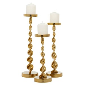 Centres de table de mariage bougie pilier design fait à la main chauffe-plat bougeoir finition nickel bonne qualité - Product Image 2