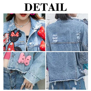 STITCHMODE High Quality Standard Washed Button Jeans <b>Material</b> Distressed Winter Breathable Women's <b>Denim</b> Jacket - Product Image 5