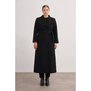 Manteau trench vintage à double boutonnage avec ceinture, imperméable et respirant, noir, taille XL - Product Image 1