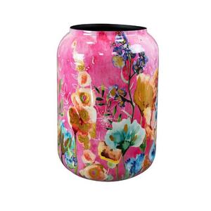 Maceta redonda hecha a mano al por mayor, macetas decorativas de hierro con estampado Floral, acabado esmaltado para Decoración de mesa de hogar y boda - Product Image 3