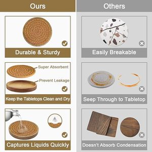 Needlework Breaded Cotton Rope and Wooden <b>Table</b> <b>Coaster</b> for Tabletop and Kitchen Home Decor Mat Top Quality Product - Product Image 3