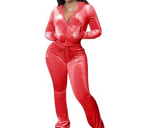 2025 trajes de sudor de algodón 100% para mujer Premium nuevos chándales elegantes con capucha y cremallera diseño personalizable transpirable conjunto de 2 piezas - Product Image 3