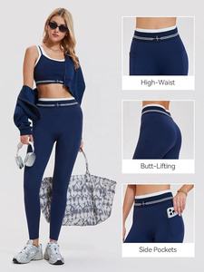 Conjunto Deportivo de 3 Piezas de Algodón de Color Sólido Personalizado, Ropa Deportiva de Moda, Top y Leggings para Yoga, Conjuntos de Fitness para Mujer, Yoga, Gimnasio - Product Image 4