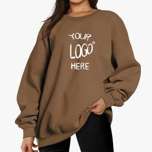 OEM Women's Clothing Set Winter Solid Design <b>Sweatshirt</b> with Custom Logo Embroidery 100% Polyester Long Tops Wholesale - Product Image 1