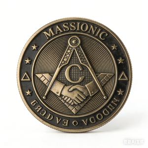 Pièce de monnaie maçonnique plaquée argent en gros, conception personnalisée, pièce commémorative maçonnique, impression typographique, fabricant - Product Image 1