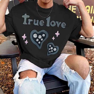 เสื้อยืดแฟชั่นไฮสตรีทโอเวอร์ไซส์สำหรับผู้ชายและผู้หญิงทรงบ็อกซี่ฟิตพิมพ์ลายพัฟสไตล์ฮิปฮอป - Product Image 3