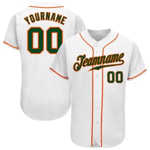 Camiseta de béisbol auténtica verde-naranja blanca personalizada de la industria de la ropa deportiva de Pakistán - Product Image 1