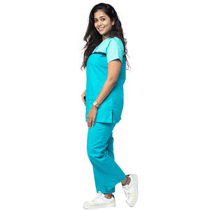 Conjunto de uniforme médico de enfermera verde azulado para mujer, traje de uniforme médico con cuello en V con bolsillos, ropa cómoda de clínica de Hospital de 2 piezas con logotipo personalizado - Product Image 6