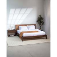 Lit en rotin en bois foncé de style japonais Midori