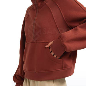 Elegante suéter de moda para mujer con media cremallera Sudadera con capucha 2023 hecho a medida último diseño mujeres media cremallera sudaderas con capucha para mujer - Product Image 3