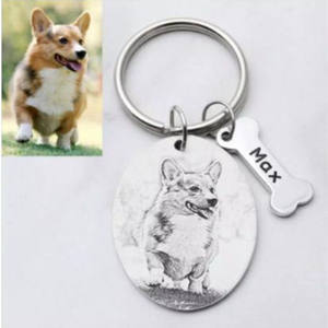 Dropshipping GiftPet Aço Inoxidável Colar De Metal Chaveiro Titanium Aço Jóias Figura de Casal Gatinho Foto Acessório - Product Image 3