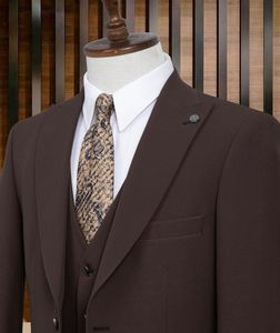 65% สูท35% โพลีเอสเตอร์สีน้ำตาลวิสคอสของผู้ชายพร้อมเสื้อกั๊กชุดหรูหราเข้ารูปทันสมัยสำหรับงานแต่งงานธุรกิจ - Product Image 2