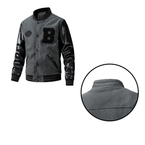 Veste universitaire de haute qualité pour hommes, chaude et respirante, en laine, chenille brodée de manches en cuir, veste Letterman pour hommes. - Product Image 6