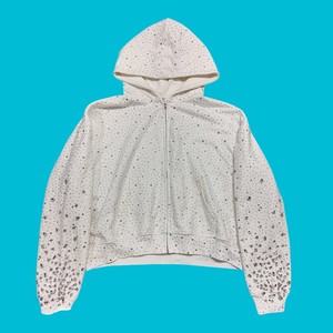 2025 OEM personalizado viaje cordón Unisex de gran tamaño lavado ácido mujeres hombres sudaderas con capucha de diamantes de imitación - Product Image 3