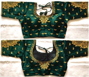 Beau chemisier en soie avec travail manuel et broderie lourds pour une tenue de fête en été ou en hiver - Product Image 4