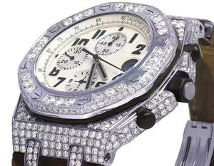 นาฬิกาแฟชั่นหรูหรา สไตล์สปอร์ต ยูนิเซ็กซ์ รุ่นโบราณ ระบบ Miyota รุ่นลิมิเต็ดอิดิชั่น ประดับเพชรโมอิสซาไนต์ ความใส VVS  หน้าปัดคริสตัลสีน้ำตาลแซฟไฟร์ สายหนัง - Product Image 3