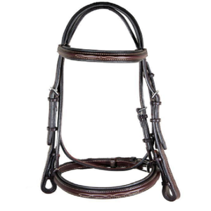 Brida de doma de cuero inglés de cuero negro y marrón Buena calidad Diseño elegante Brida Rejilla de caballo y riendas - Product Image 1