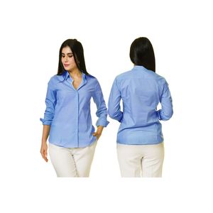 Chemise pour femme à manches longues en coton tissé 100% vert kaki - Style simple et tendance - Product Image 4