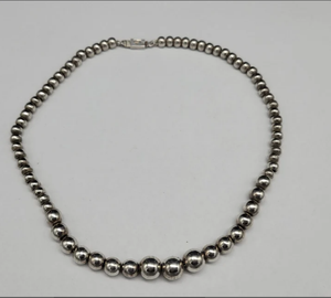 Trendy Vintage Sterling Silver Graduated <b>Bead</b> <b>Necklace</b> <b>Necklace</b>, Fringe Beaded Bandana - Product Image 2