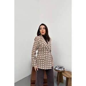 <b>Camel</b> Polka Dot <b>Blazer</b> Jacket - <b>Camel</b> - Product Image 2