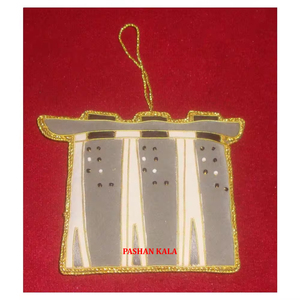 Ornement de Noël à suspendre pour la décoration de la maison, dernier design, forme personnalisée, broderie zari et perles - Product Image 1