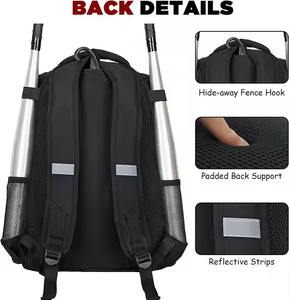 Nueva bolsa de béisbol logotipo personalizado bajo MOQ deportes profesional al por mayor Softball Bat mochila paquete con compartimento para zapatos - Product Image 4