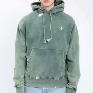 เสื้อฮู้ดดี้ผู้ชายสไตล์ดิสเทรส สวมใส่สบาย ทรงหลวม สไตล์เฟด เหมาะสำหรับใส่ในชีวิตประจำวันและสตรีทแฟชั่น - Product Image 1